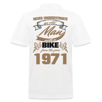 Don't underestimate man bike 1971 - Men's Polo Shirt - white - Back - Kai (181cm)