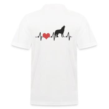 Amour Loups coeur battement wolf cadeau - Polo Homme - blanc - Dos - Kai (181cm)