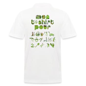 Mon t-shirt pour le jardin, cadeau homme jardinage - Polo Homme - blanc - Dos - Kai (181cm)