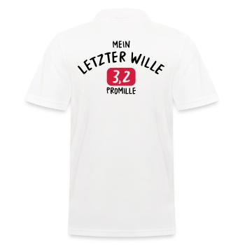 TRINKSPRUCH, MEIN LETZTER WILLE, 3,2 PROMILLE - Männer Poloshirt - Weiß - Hinten - Kai (181cm)