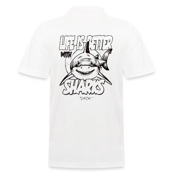 Life is better with sharks - Men's Polo Shirt - white - Back - Kai (181cm)