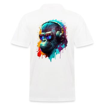 Gorilla Monkey DJ Casque Lunettes de soleil Club Musique - Polo Homme - blanc - Dos - Kai (181cm)
