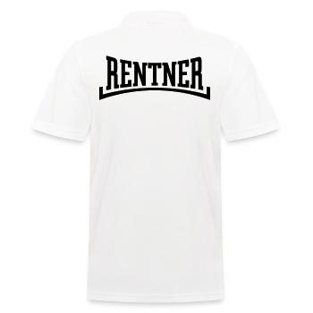 Rentner (Rente / Ruhestand / Konkav / Black) - Männer Poloshirt - Weiß - Hinten - Kai (181cm)