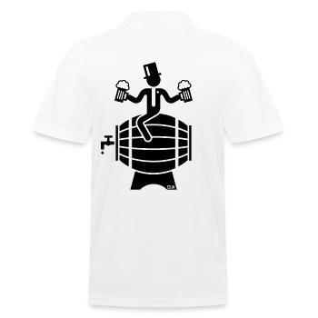 Groom On Beer Barrel (Stag Night / Bachelor Party) - Men's Polo Shirt - white - Back - Kai (181cm)