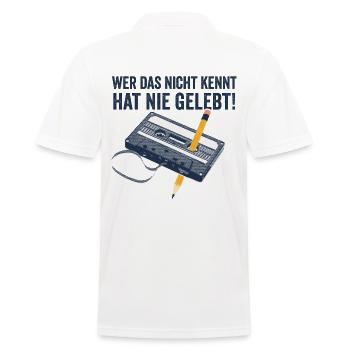 80er Jahre 90er Jahre Kassette Stift Retro Lustig - Männer Poloshirt - Weiß - Hinten - Kai (181cm)