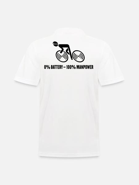 0% batterie – 100% main-d’œuvre (vélo / vélo / B) - Polo Homme - blanc