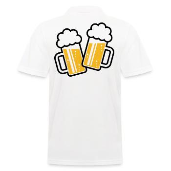 2 Bierkrüge Stoßen An, Prosit! (Bier Maßkrüge 2C) - Männer Poloshirt - Weiß - Hinten - Kai (181cm)