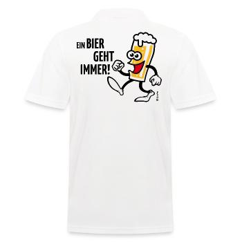 XEin Bier Geht Immer! (Bierchen Cartoon Smile 4C) - Männer Poloshirt - Weiß - Hinten - Kai (181cm)