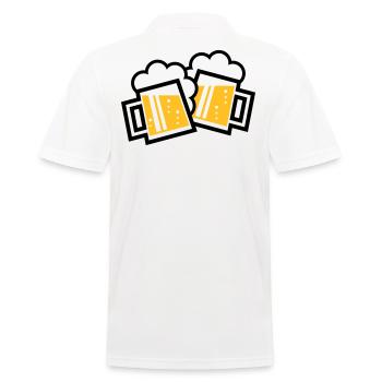 2 Bayrische Bierkrüge Stoßen An (Bier Maßkrüge 2C) - Männer Poloshirt - Weiß - Hinten - Kai (181cm)