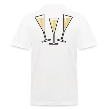 XAufUnsDrei! (2) - Männer Poloshirt - Weiß - Hinten - Kai (181cm)
