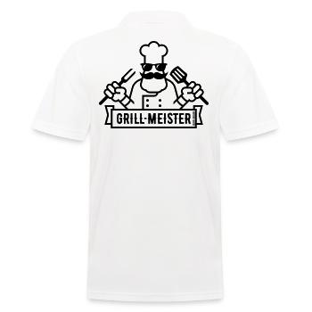 Grillmeister (Grillen / Barbecue / BBQ / 1C) - Männer Poloshirt - Weiß - Hinten - Kai (181cm)