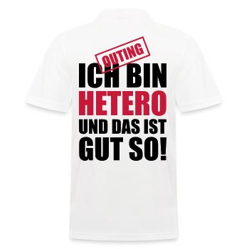 03 ich bin hetero und das ist gut so - Männer Poloshirt - Weiß - Hinten - Kai (181cm)