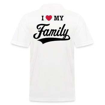 I Love My Family! (Ich Liebe Meine Familie! / 2C) - Männer Poloshirt - Weiß - Hinten - Kai (181cm)