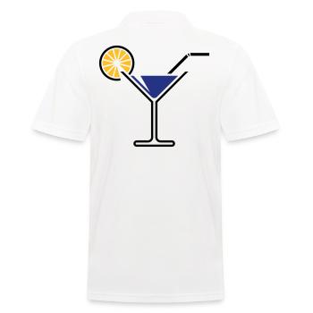 Cocktail / Cocktailglas / Martini + (Blau) - Männer Poloshirt - Weiß - Hinten - Kai (181cm)