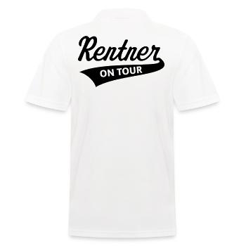 Rentner – On Tour (Rente / Ruhestand / Black) - Männer Poloshirt - Weiß - Hinten - Kai (181cm)
