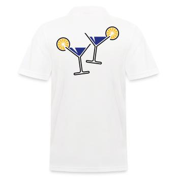 2 Cocktailgläser / Cocktail / Martini + (Blau) - Männer Poloshirt - Weiß - Hinten - Kai (181cm)