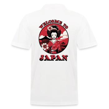 Willkommen in Japan: Kimono Geisha - Männer Poloshirt - Weiß - Hinten - Kai (181cm)