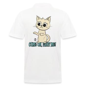 Come on, fight me, sweet cat - Men's Polo Shirt - white - Back - Kai (181cm)