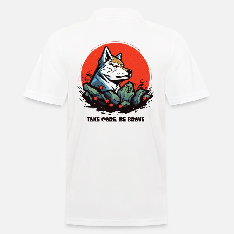 Sei mutig wie ein Wolf - Männer Poloshirt - Weiß