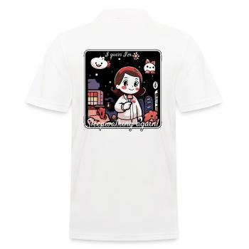 Cute cartoon girl walking in her sleep - Men's Polo Shirt - white - Back - Kai (181cm)