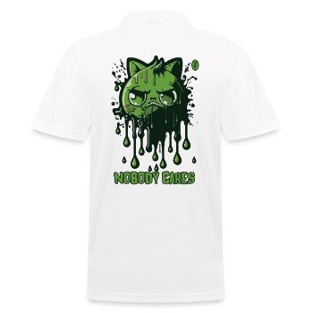 Nobody Cares: Paint Dripping Cat - Men's Polo Shirt - white - Back - Kai (181cm)