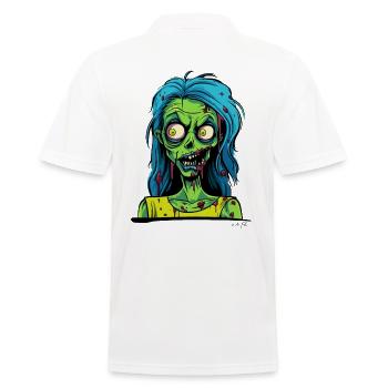 SPLEEN - Man, I love zombies, Ms. Zombie - Men's Polo Shirt - white - Back - Kai (181cm)