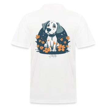Chiot mignon et fleurs - Polo Homme - blanc - Dos - Kai (181cm)