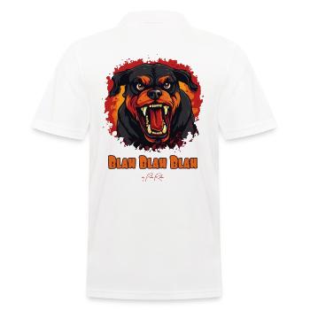 Blah Blah, un chien Rottweiler Bulldog Terrier - Polo Homme - blanc - Dos - Kai (181cm)