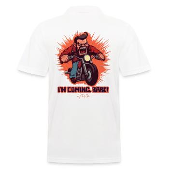 J'arrive, bébé ! Un motard de moto de dessin animé - Polo Homme - blanc - Dos - Kai (181cm)