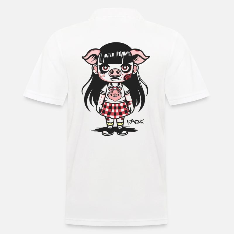Schulmädchen Zombie Schwein - Männer Poloshirt - Weiß