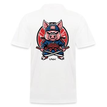 Japanese Samurai Pig - Men's Polo Shirt - white - Back - Kai (181cm)