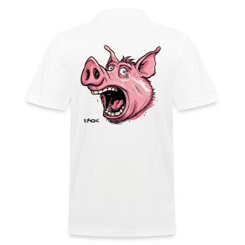 Schockiertes Schwein - Männer Poloshirt - Weiß - Hinten - Kai (181cm)