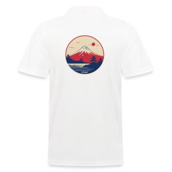 Japan ein roter Sonnenuntergang und der Berg Fuji - Männer Poloshirt - Weiß - Hinten - Kai (181cm)