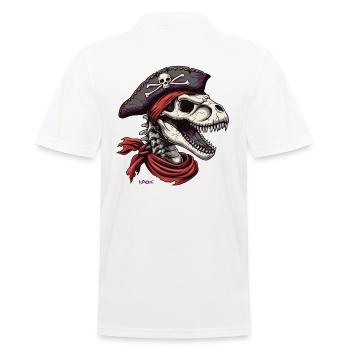 Rex Goes On: Dino Skull Captain Pirate - Men's Polo Shirt - white - Back - Kai (181cm)