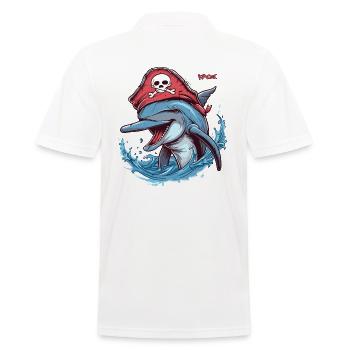 Alberner Delfin Pirat - Männer Poloshirt - Weiß - Hinten - Kai (181cm)