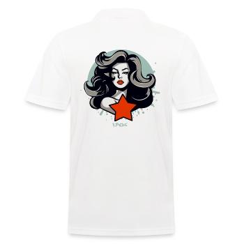 Une belle femme et une étoile rouge - Polo Homme - blanc - Dos - Kai (181cm)