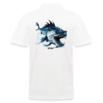 Big Teeth : Poisson monstre de dessin animé effrayant - Polo Homme - blanc - Dos - Kai (181cm)