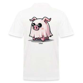 Das niedliche Schweinchen ist ein Geister Schwein - Männer Poloshirt - Weiß - Hinten - Kai (181cm)