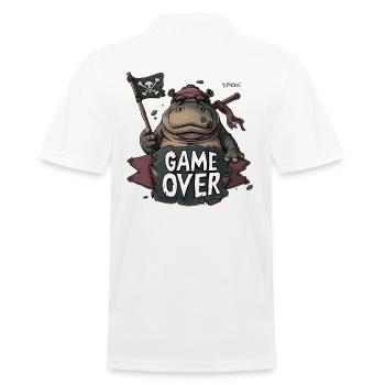 Gaming Game Over: Gamer Friendly Hippo Pirate - Men's Polo Shirt - white - Back - Kai (181cm)