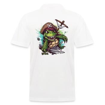 tortue de dessin animé drôle : tortue pirate - Polo Homme - blanc - Dos - Kai (181cm)