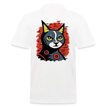 Die abstrakte Cartoon-Kunst-Katze - Männer Poloshirt - Weiß - Hinten - Kai (181cm)