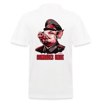 Parodie Kommunismus Schwein: Kameraden Vereinigung - Männer Poloshirt - Weiß - Hinten - Kai (181cm)