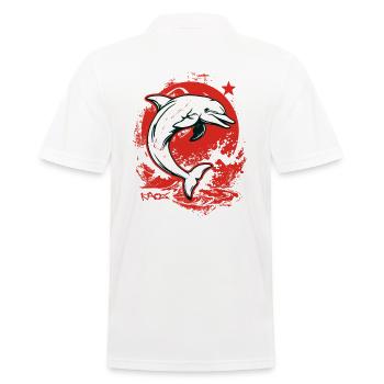 Parodie mit Stern Delphin Kamerad - Männer Poloshirt - Weiß - Hinten - Kai (181cm)