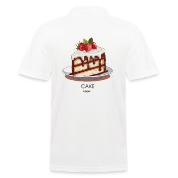 Ein Stück Kuchen, Erdbeerkuchen - Männer Poloshirt - Weiß - Hinten - Kai (181cm)