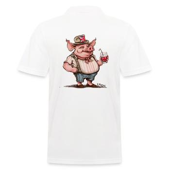 Great Britain Holiday, UK Barry63 Pig - Men's Polo Shirt - white - Back - Kai (181cm)