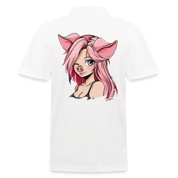 Un clin d'oeil, anime girl pigs - Polo Homme - blanc - Dos - Kai (181cm)