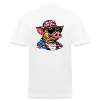 UK British tourist funny cool pig - Men's Polo Shirt - white - Back - Kai (181cm)