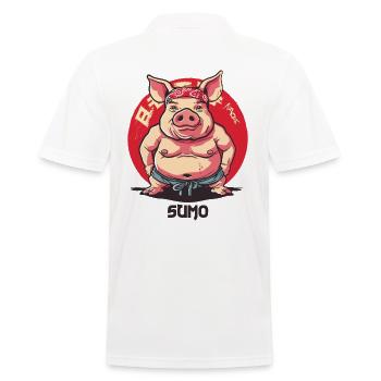 Cochon de sumo d'anime de dessin animé japonais drôle - Polo Homme - blanc - Dos - Kai (181cm)