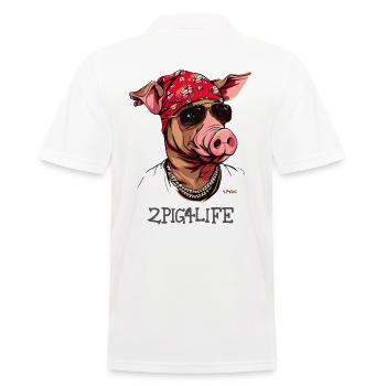 2Pig4Life Hip-Hop Rap Gangster MC Rappeur Cochon - Polo Homme - blanc - Dos - Kai (181cm)