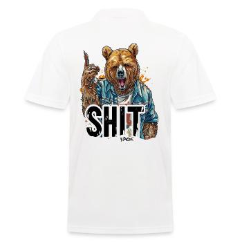 Bear Pointing Finger: This Is Funny Bear Poop - Men's Polo Shirt - white - Back - Kai (181cm)